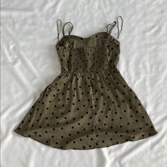 Mi Ami Olive and Black Polkadot Dress Sz SM - Picture 4 of 5